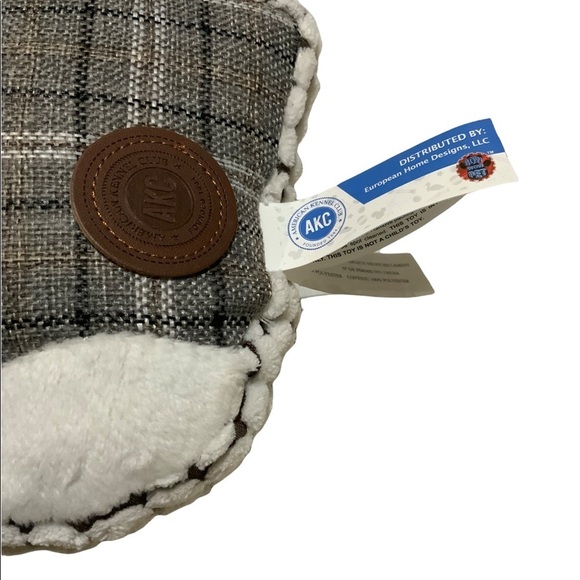 Dog Toss Toy European Home Burlap Bunny Grey White Country Farmhouse Plaid - Picture 9 of 12